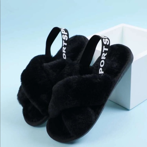 Letter Graphic Fluffy Slippers - Picture 3 of 13